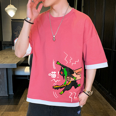 Tricou barbatesc cu imprimeu in mai multe culori - model larg