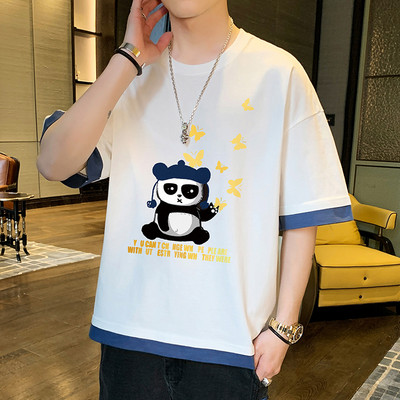 Tricou barbatesc cu imprimeu in mai multe culori - model larg