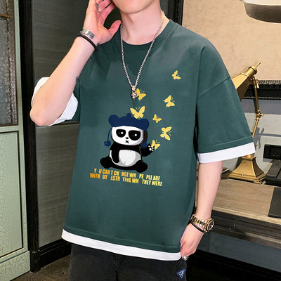 Tricou barbatesc cu imprimeu in mai multe culori - model larg