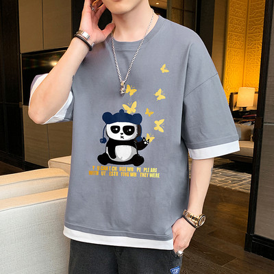 Tricou barbatesc cu imprimeu in mai multe culori - model larg