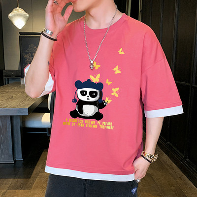 Tricou barbatesc cu imprimeu in mai multe culori - model larg