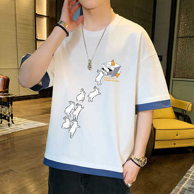 Tricou barbatesc cu imprimeu in mai multe culori - model larg