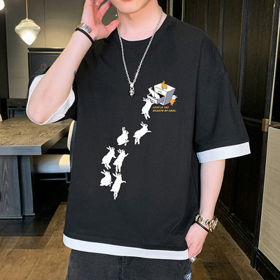 Tricou barbatesc cu imprimeu in mai multe culori - model larg