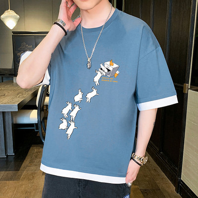 Tricou barbatesc cu imprimeu in mai multe culori - model larg