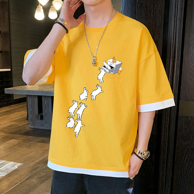 Tricou barbatesc cu imprimeu in mai multe culori - model larg