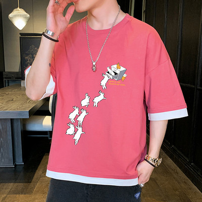 Tricou barbatesc cu imprimeu in mai multe culori - model larg