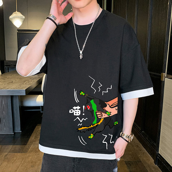 Tricou barbatesc cu imprimeu in mai multe culori - model larg