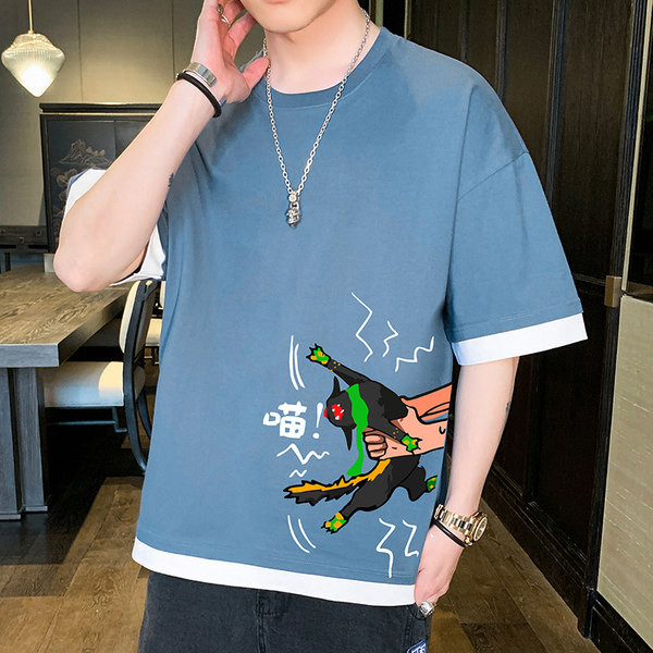 Tricou barbatesc cu imprimeu in mai multe culori - model larg