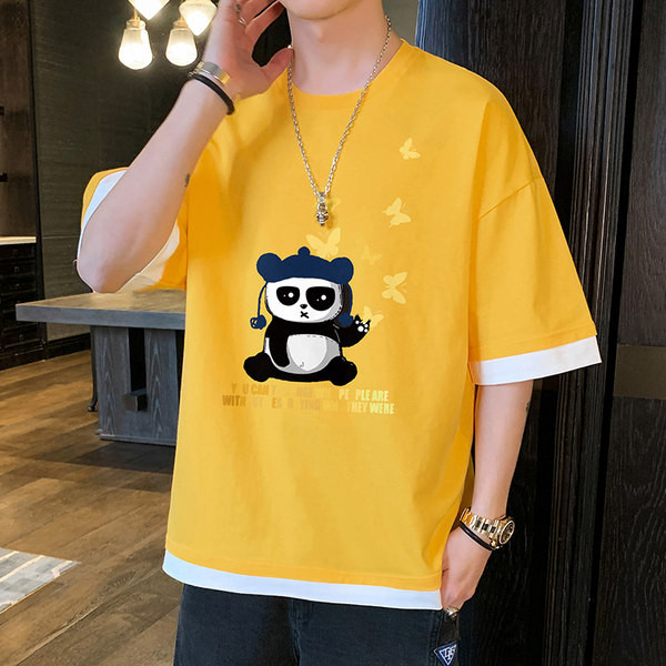 Tricou barbatesc cu imprimeu in mai multe culori - model larg