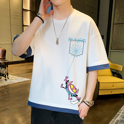 Tricou casual cu imprimeu si maneci scurte in mai multe culori