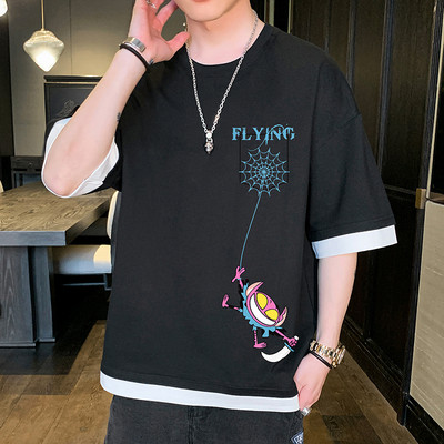 Tricou casual cu imprimeu si maneci scurte in mai multe culori