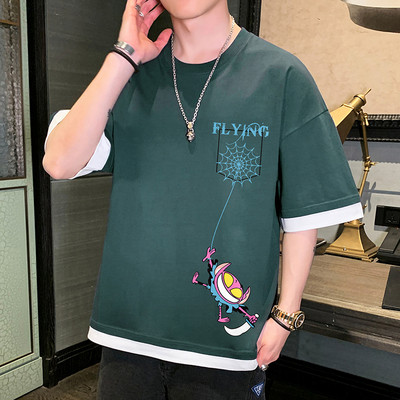 Tricou casual cu imprimeu si maneci scurte in mai multe culori