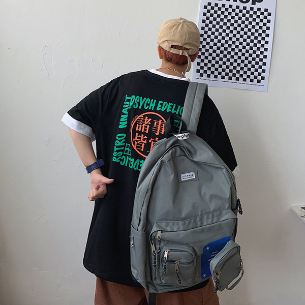 Tricou casual barbatesc cu inscriptii si decolteu oval in doua culori