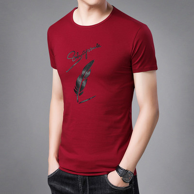 Tricou bărbătesc îmbrăcat cu inscripție și aplicație