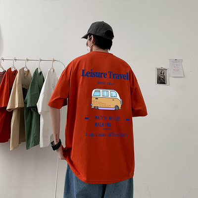 Tricou barbatesc model nou cu aplicatie colorata - model larg