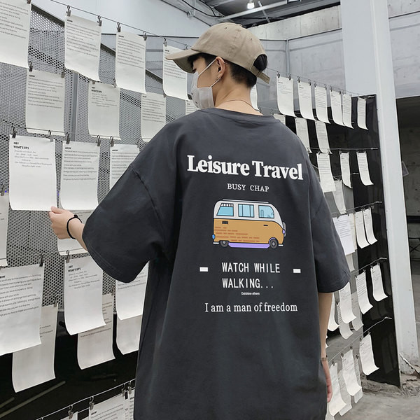 Tricou barbatesc model nou cu aplicatie colorata - model larg