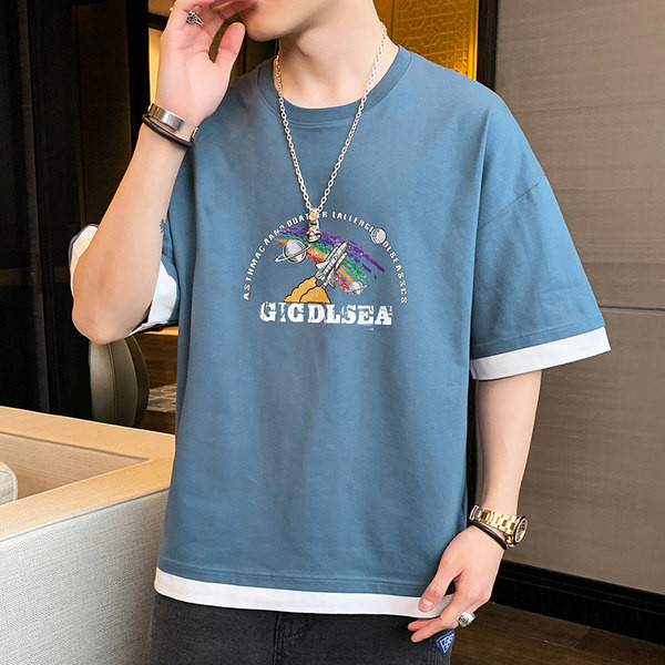 Jauna modeļa vīriešu t-krekls ar apdruku mugurpusē - īsām piedurknēm