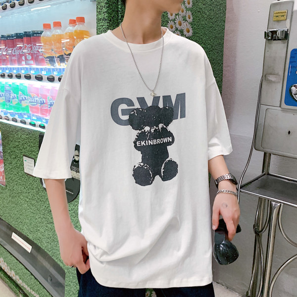 Tricou barbatesc model nou cu imprimeu si decolteu rotund in doua culori