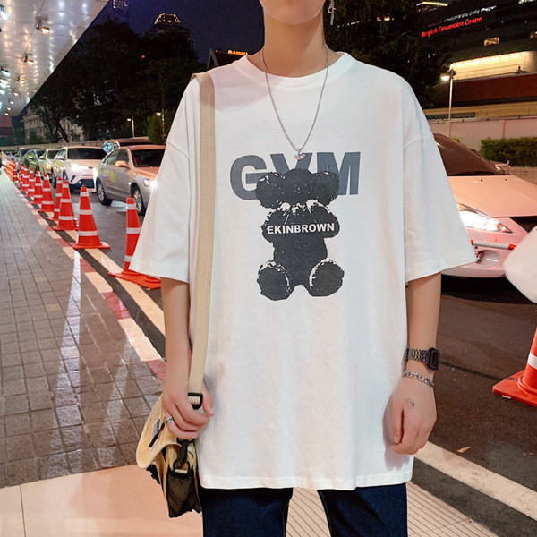 Tricou barbatesc model nou cu imprimeu si decolteu rotund in doua culori