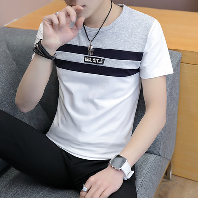 Tricou barbatesc model nou cu decolteu spitz si maneci scurte - mai multe culori