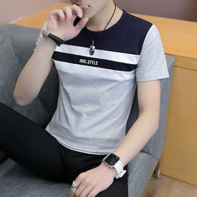 Tricou barbatesc model nou cu decolteu spitz si maneci scurte - mai multe culori