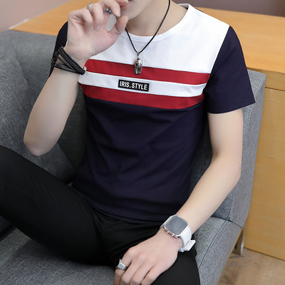 Tricou barbatesc model nou cu decolteu spitz si maneci scurte - mai multe culori