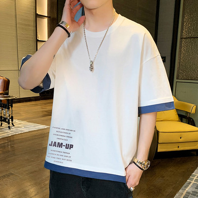 Tricou casual cu aplicatie si maneci scurte in mai multe culori pentru barbati