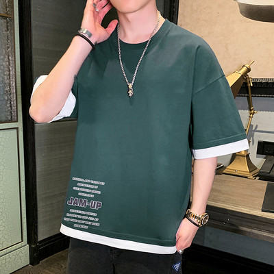 Tricou casual cu aplicatie si maneci scurte in mai multe culori pentru barbati