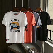 Tricou bărbătesc de primăvară cu aplicație și mâneci scurte