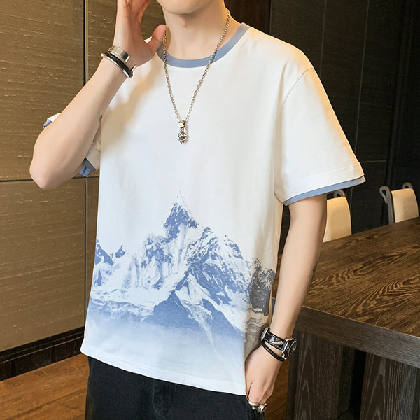 Tricou casual barbatesc cu maneca scurta - model larg