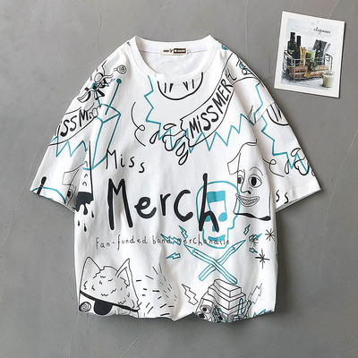 Tricou bărbătesc în patru culori cu mâneci scurte și inscripții