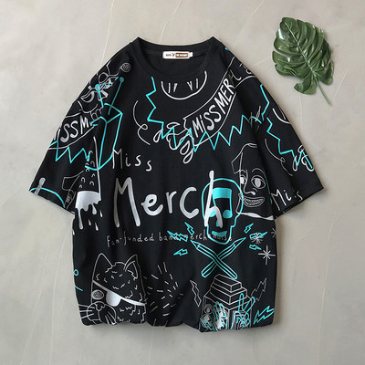 Tricou bărbătesc în patru culori cu mâneci scurte și inscripții