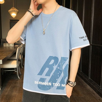 Tricou barbatesc cu maneca scurta si imprimeu in mai multe culori