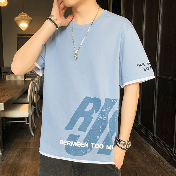 Tricou barbatesc cu maneca scurta si imprimeu in mai multe culori