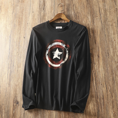 Bluză bărbătească de primăvară cu aplicație și mâneci lungi