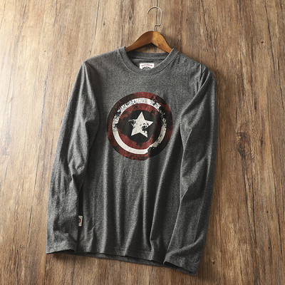 Bluză bărbătească de primăvară cu aplicație și mâneci lungi