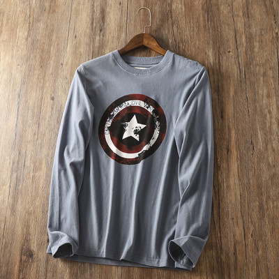 Bluză bărbătească de primăvară cu aplicație și mâneci lungi