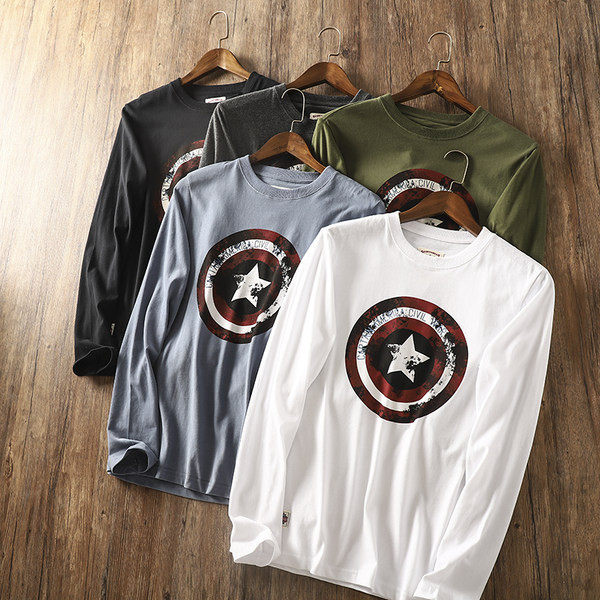 Bluză bărbătească de primăvară cu aplicație și mâneci lungi