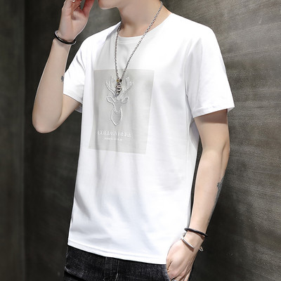 Tricou barbatesc model nou cu decolteu rotund si broderie - mai multe modele