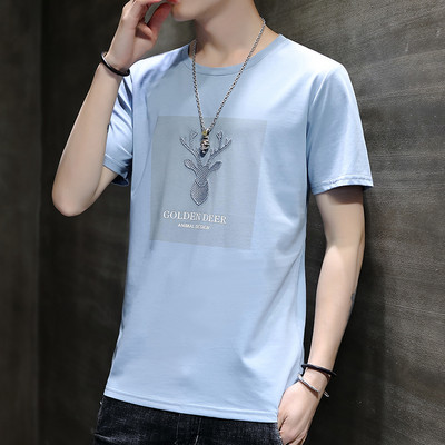 Tricou barbatesc model nou cu decolteu rotund si broderie - mai multe modele