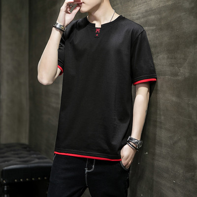 Tricou barbatesc model nou cu decolteu rotund si broderie - mai multe modele