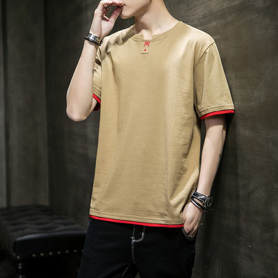 Tricou barbatesc model nou cu decolteu rotund si broderie - mai multe modele