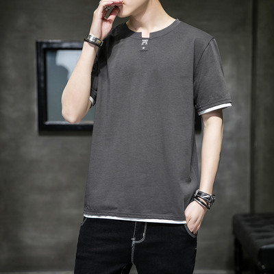 Tricou barbatesc model nou cu decolteu rotund si broderie - mai multe modele