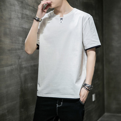 Tricou barbatesc model nou cu decolteu rotund si broderie - mai multe modele