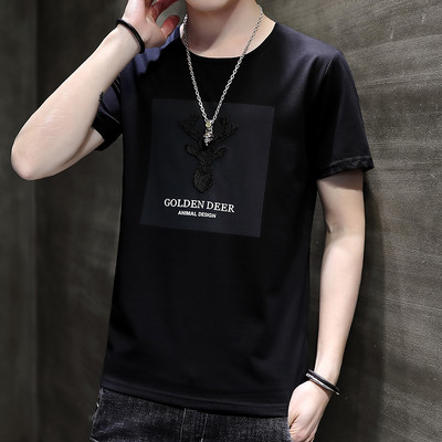 Tricou barbatesc model nou cu decolteu rotund si broderie - mai multe modele