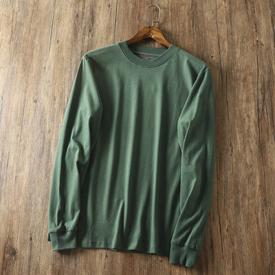 Bluză pentru bărbați de culoare uni, cu decolteu rotund și mâneci lungi