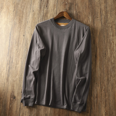 Bluză pentru bărbați de culoare uni, cu decolteu rotund și mâneci lungi