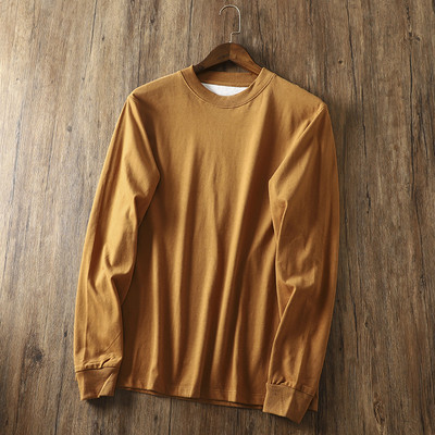 Bluză pentru bărbați de culoare uni, cu decolteu rotund și mâneci lungi