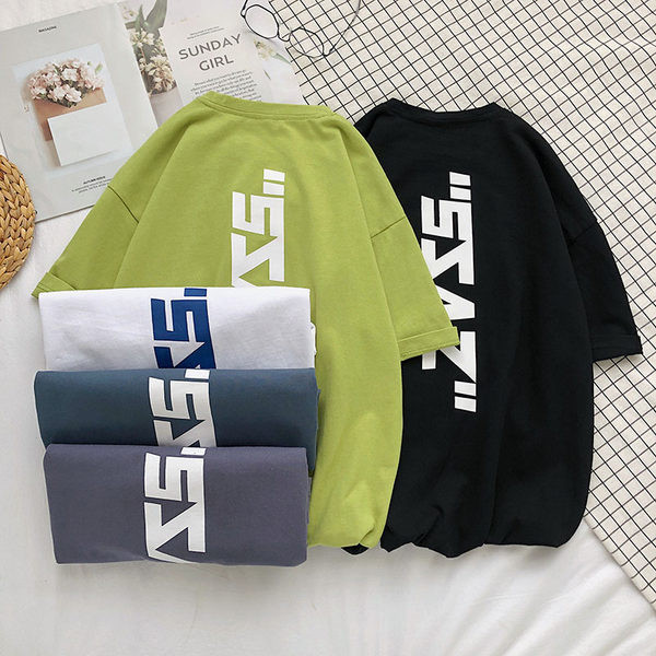 Tricou casual barbatesc cu inscriptie si decolteu rotund