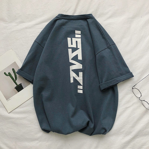 Tricou casual barbatesc cu inscriptie si decolteu rotund